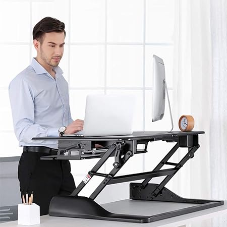 Lovepet Bureau Debout A Hauteur Reglable Bureau D Ordinateur De Bureau Debout Solution Assis Debout Superieure Adaptee A Tous Les Postes De Travail Amazon Fr Cuisine Maison