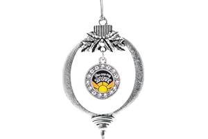 Inspired Silver - You are My Sunshine Charm Ornament - Silver Circle Charm Holiday Ornaments with Cubic Zirconia Jewelry