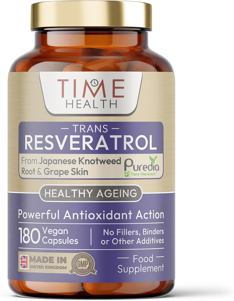 Time Health Trans Resveratrol Premium Puredia 180 Capsules UK Made 3 Month