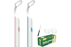 PAASTAI 2 Pcs Dental Mirror With Light,Teeth Inspection LED Mirror,Anti-Fog Mouth Mirror,5.7inch(14.5cm) (Mirror with light)