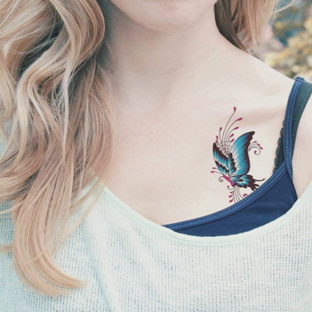 Butterflies Temporary Tattoos for women sexy 6 Pcs by Yesallwas,Waterproof long lasting Fake Tattoos Stickers for Arms Shoulders sexy body tattoos 6cmx10.5cm/2.36x4.13 inches (LxW) - Image 4