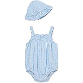 Little Me Clothes for Baby Girls' Terry Bubble Romper and Hat Set, 3 to 12 Months