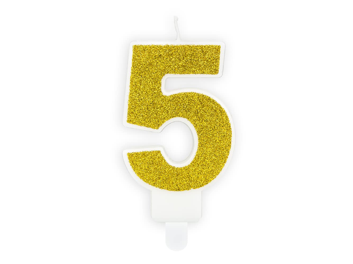 PartyDeco Birthday Candle Number 5 Gold Glitter Cake Decoration Cake Toppers Muffin Bakes Birthday Wedding Anniversary Candles for Adults Children