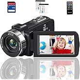 Yuejewlry 4K Video Camera Camcorder,48MP 30FPS YouTube Vlogging Camera Recorder,18X Digital Zoom IR Night Vision Camcorder,3.0" 270°Rotating Touch Screen, Remote, 2 Batteries,32GB SD Card
