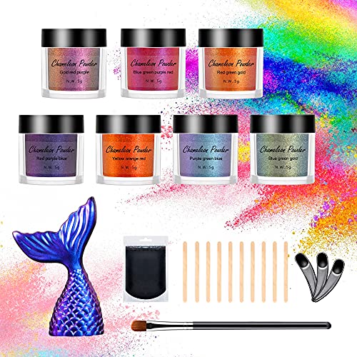 Chameleon Mica Powder Resin Pigment 7 Colors Shift Pigment Powder with