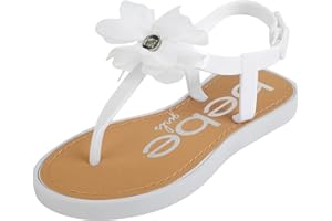 bebe Girls' Sandals – Snap Buckle Thong Toddler Sandals with Chiffon Flower - Cute Sandals for Girls (Toddler/Little Kid)