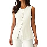BNOOUIL Summer Blazer Suit Vest for Women Business Casual Sleeveless Button Down V Neck Tops Trendy 2025 Waistcoat