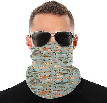 Amazon フェイスマスク ネックウォーマー 魚柄 ネックガード Uvカット ネックカバー バイク 花粉 紫外線対策 吸汗速乾 防風 夏 洗える フリーサイズ 男女兼用 魚の名前 ネック フェイスカバー