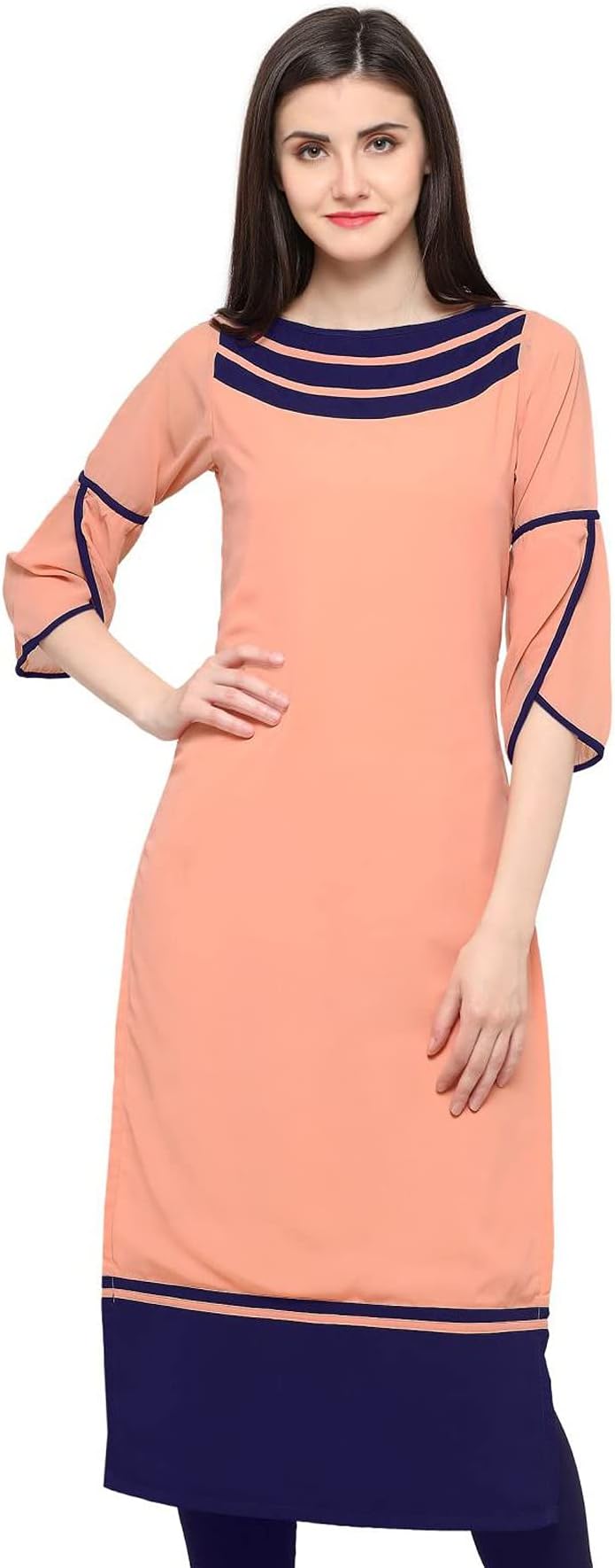 SHOPPING QUEEN Women's Georgette Straight Kurta