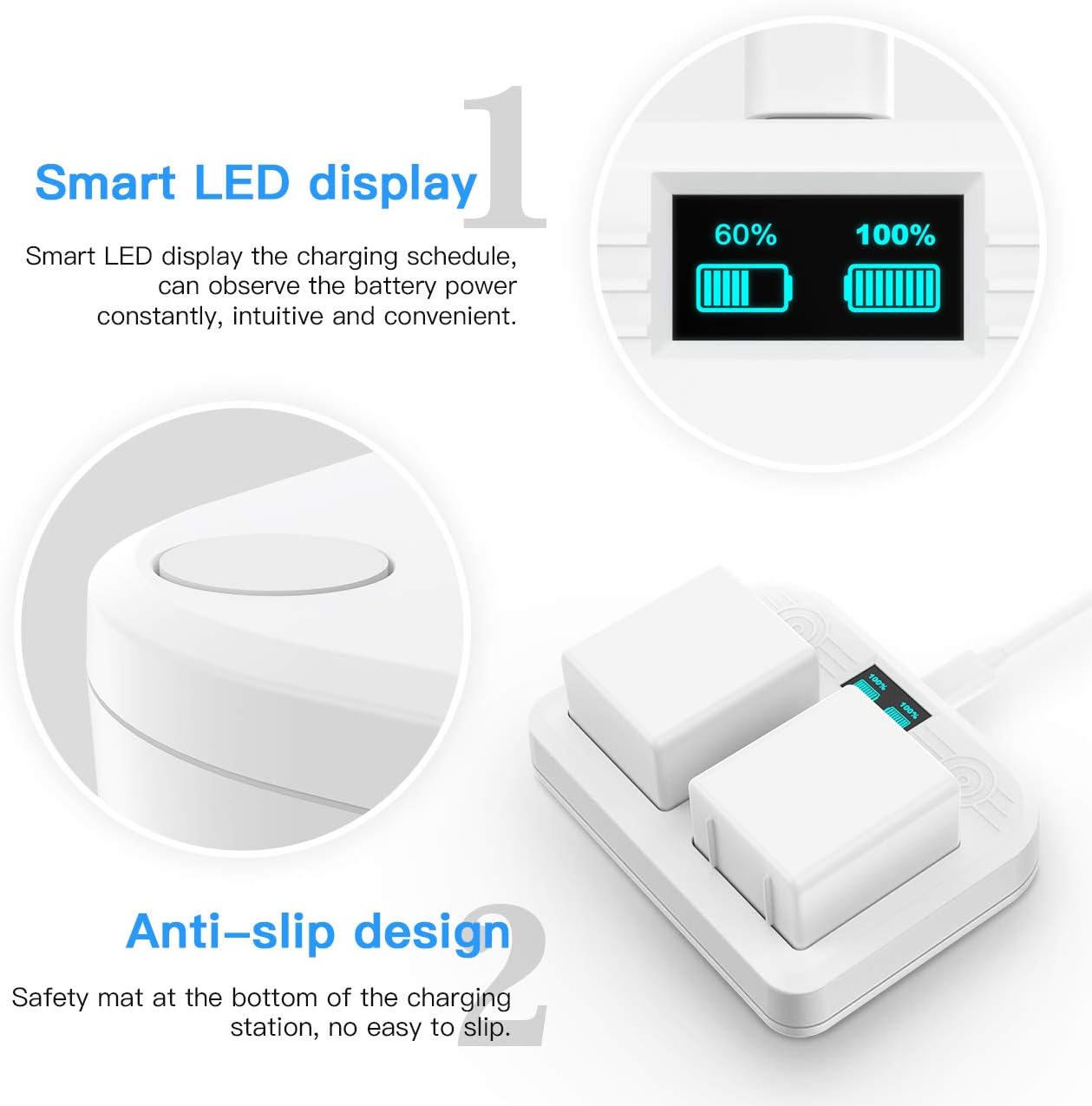 Charging Station for Arlo Pro 3 and Arlo Ultra - with Dual Charging Port and Type-C Cable - Charge up to 2 Arlo Ultra and Arlo Pro 3 Batteries at The Same Time with LED Display Function by OkeMeeo: Home Audio & Theater