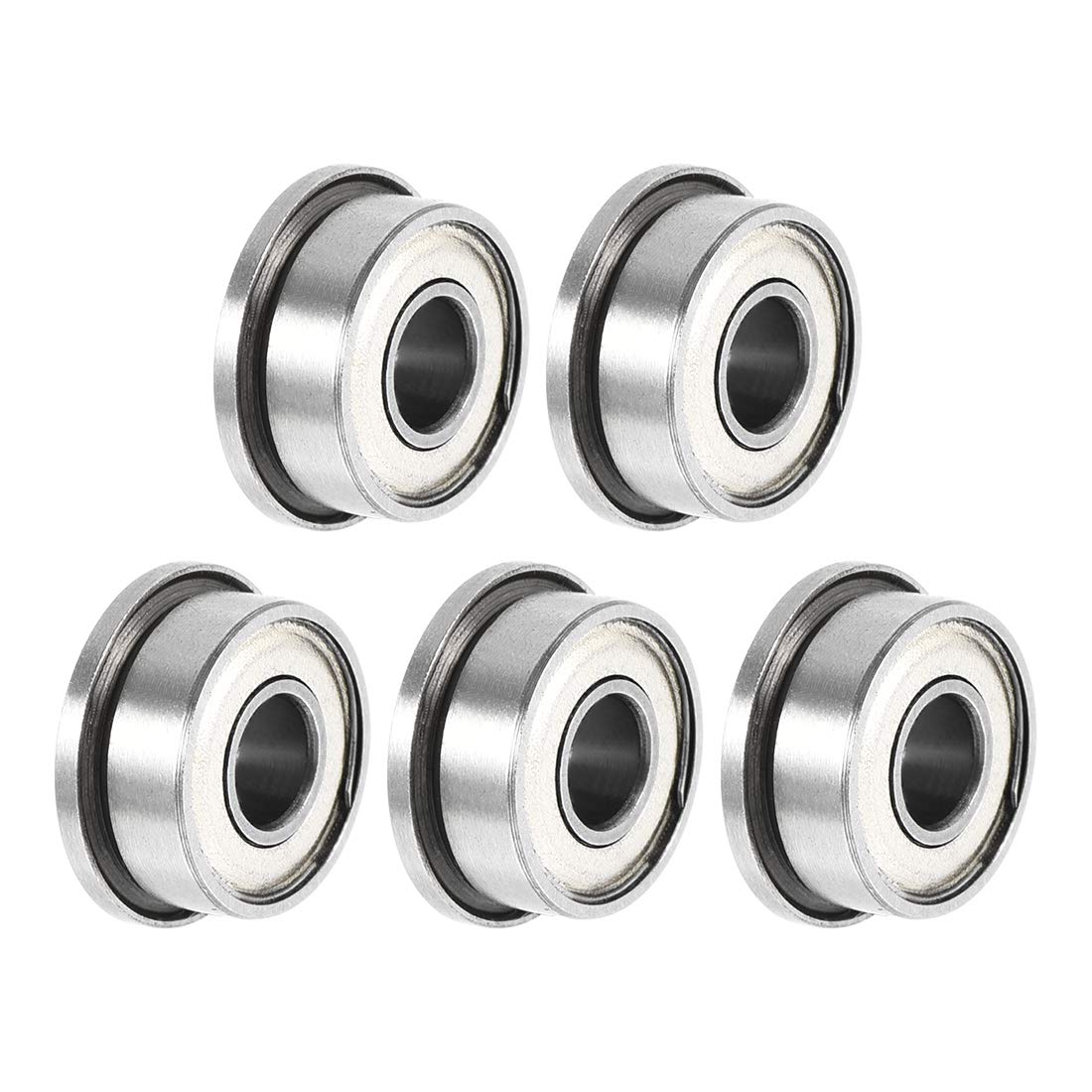 sourcing map FR2-5zz Flanged Ball Bearing 1/8"x5/16"x9/64" Double Shielded Chrome Steel Bearings 5pcs