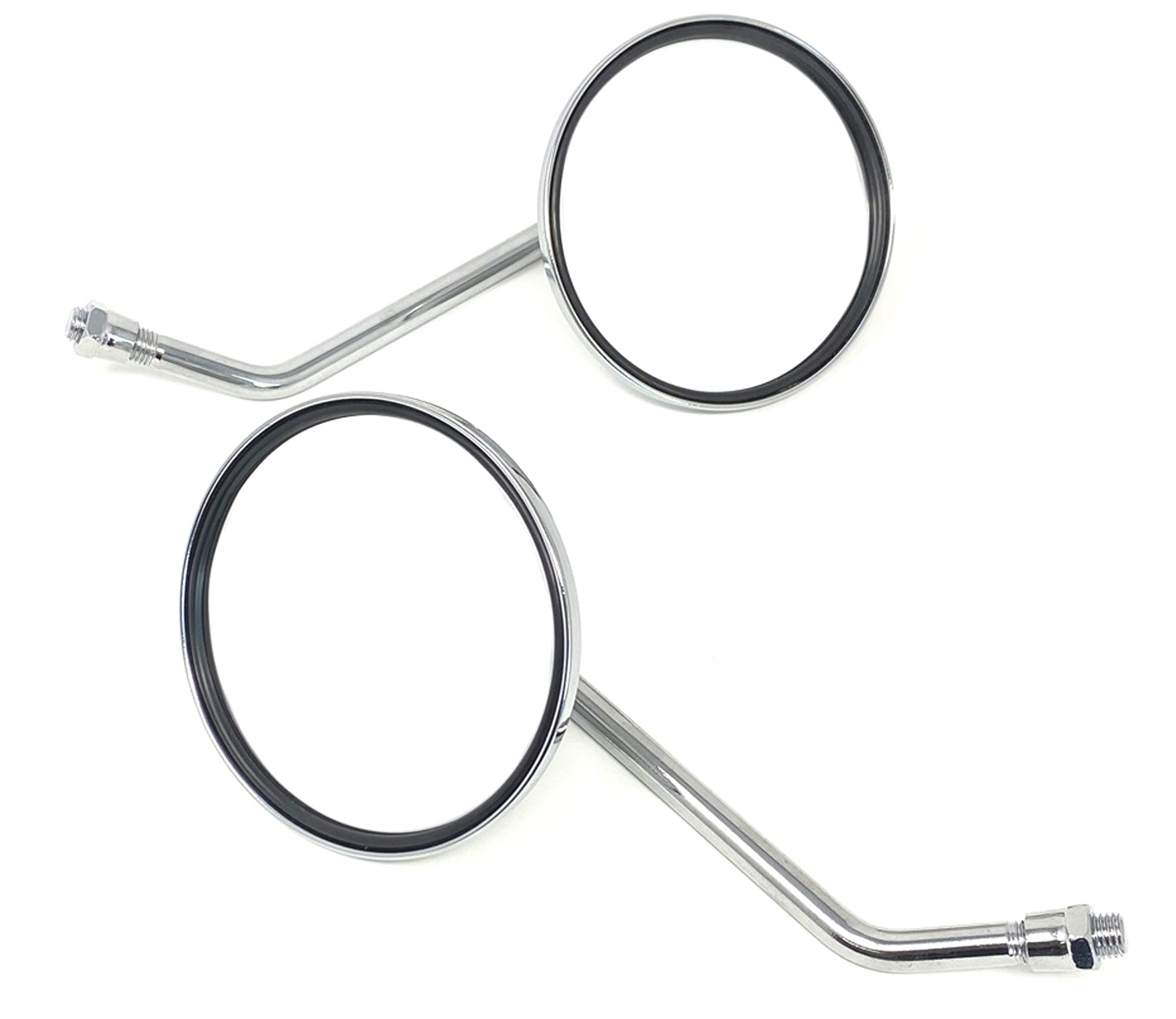 Universal Fit Round Chrome Scooter Moped Mirrors - Pair of Simple Replacement Mirrors - 8mm Thread - Quick and Easy Installation - Chrome Finish