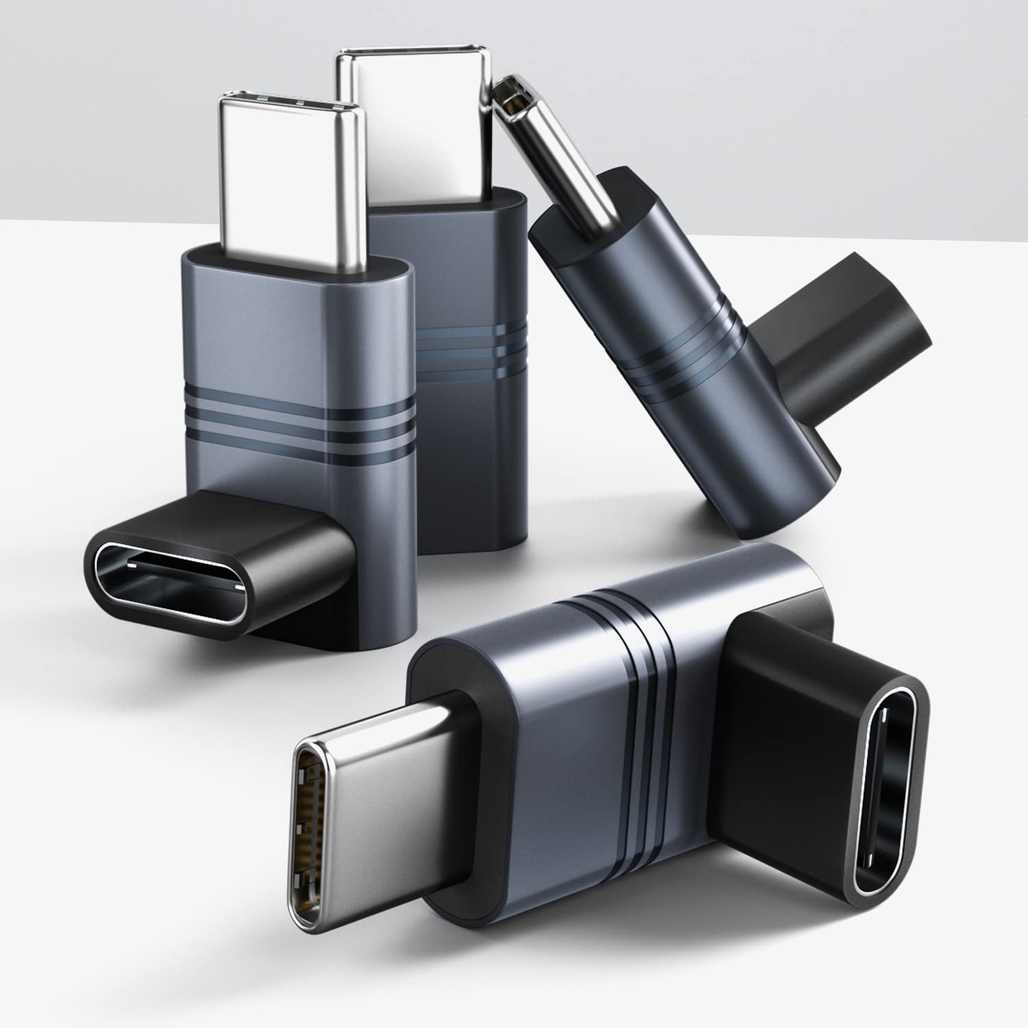UseBean 90 Degree USB C Adapter (4 Pack), 240W Up and Down L Shape USB Type C Male to Female Connector, USB C 3.2 20Gbps Extender, 4K@60Hz Video for Steam Deck, ROG Ally, Switch, iPhone 16 15