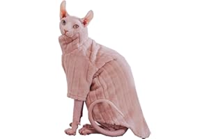KITIPCOO Turtleneck Sweater for Sphynx Cat Soft Coral Fleece Cat Clothes Thick Winter Warm Outfit Coat for Hairless Cats and Small Dogs Apparel with Sleeves (XXL (13.3-16 lbs), Pink)