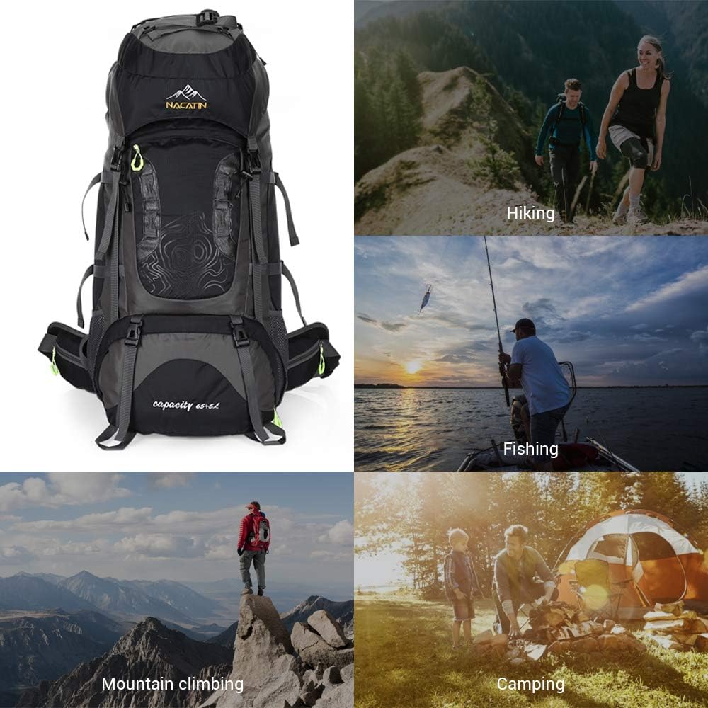 NACATIN Internal Frame 70L Backpack Water-Resistant Hiking Daypack Backpacks : Sports & Outdoors