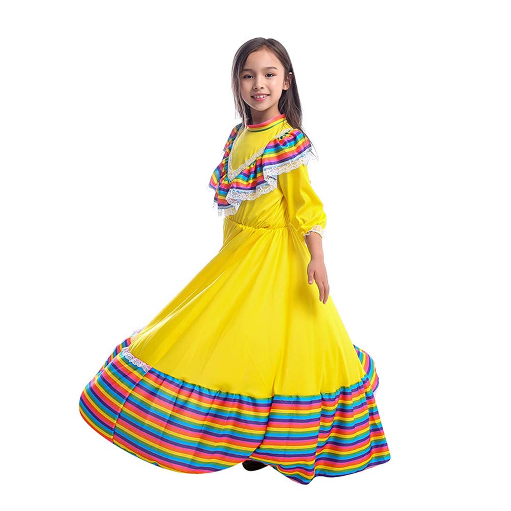 Mexican Girl Senorita Child Costume Yellow Traditional Jalisco Dresses Day Of The Dead Party Costume Folklorico Dance Buy Online In Mauritius At Mauritius Desertcart Com Productid 159040498