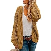 Ferrtye Womens Oversized Chunky Open Front Cardigan Sweaters Cable Knit Long Sleeve Cardigans Outwear Coats