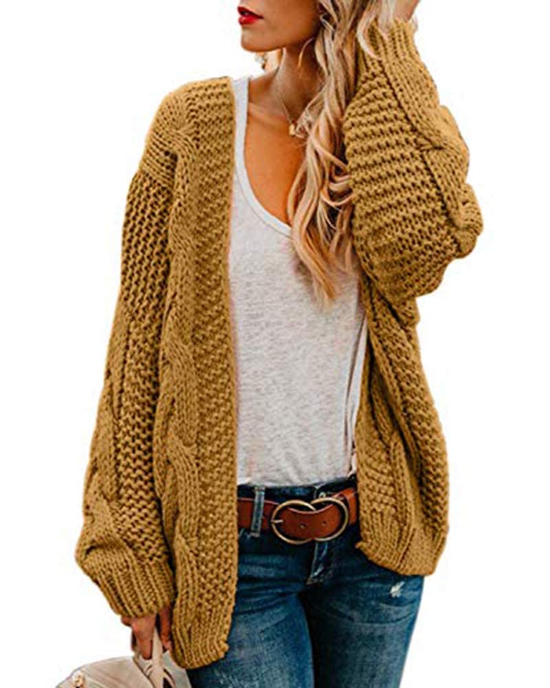 Ferrtye Womens Oversized Chunky Open Front Cardigan