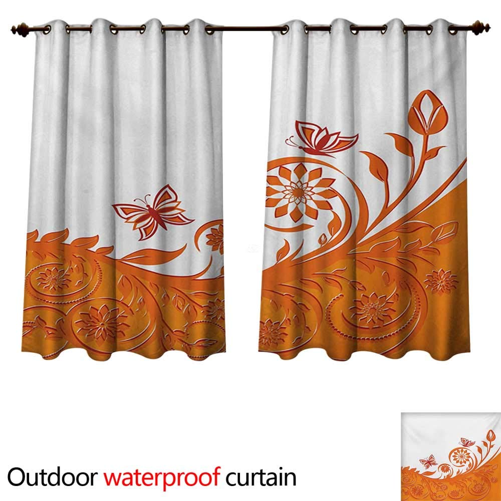 Amazon Com Williamsdecor Orange Outdoor Curtains For Patio Sheer