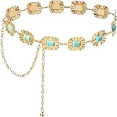 Putcuku Western Waist Chain Belts for Women Metal Concho Belt Adjustable Boho Country Link Belts