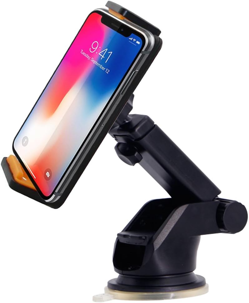 NOVOLAND Universal Car Dash Windshield Cell Phone Tablet Stand Mount Holder, fits iPhone X 8 7 6 6S Plus 5 4 iPad Mini Samsung Galaxy S8 S7 S6 Edge Plus S5 S4 S3 Note 5 4 3 2 and Tab (Black)