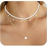 DIBOLA Gold Jewelry Set for Women, Dainty Layered 14K Gold/Silver Pearl Choker Necklaces and Earring Set Pearl Earrings Bracelets Wedding Bride Jewelry