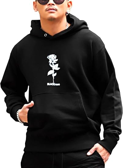 Amazon ラグスタイル パーカー メンズ プリント 薔薇 ローズ ロゴ ゴールド イラスト 日本製 トレーナー パーカー 通販