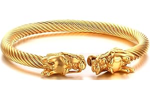 Mgutillart Punk Rock Titanium Steel Animal Dragon Head Cuff Bracelet