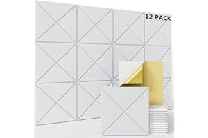BUBOS 12 pack Acoustic Panels With Self-Adhesive, 12"X 12"X 0.4"Sound Proof Foam Panels, High Density Sound Panels, Soundproof Wall Panels for Home Studio Office-White