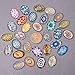 PH PandaHall 100pcs Oval Glass Cabochons 25x18mm Mosaic Printed Tiles Mixed Color Flower Glass Mosaic Tile Cabochon Dome for Photo Pendant Necklace Jewelry Making