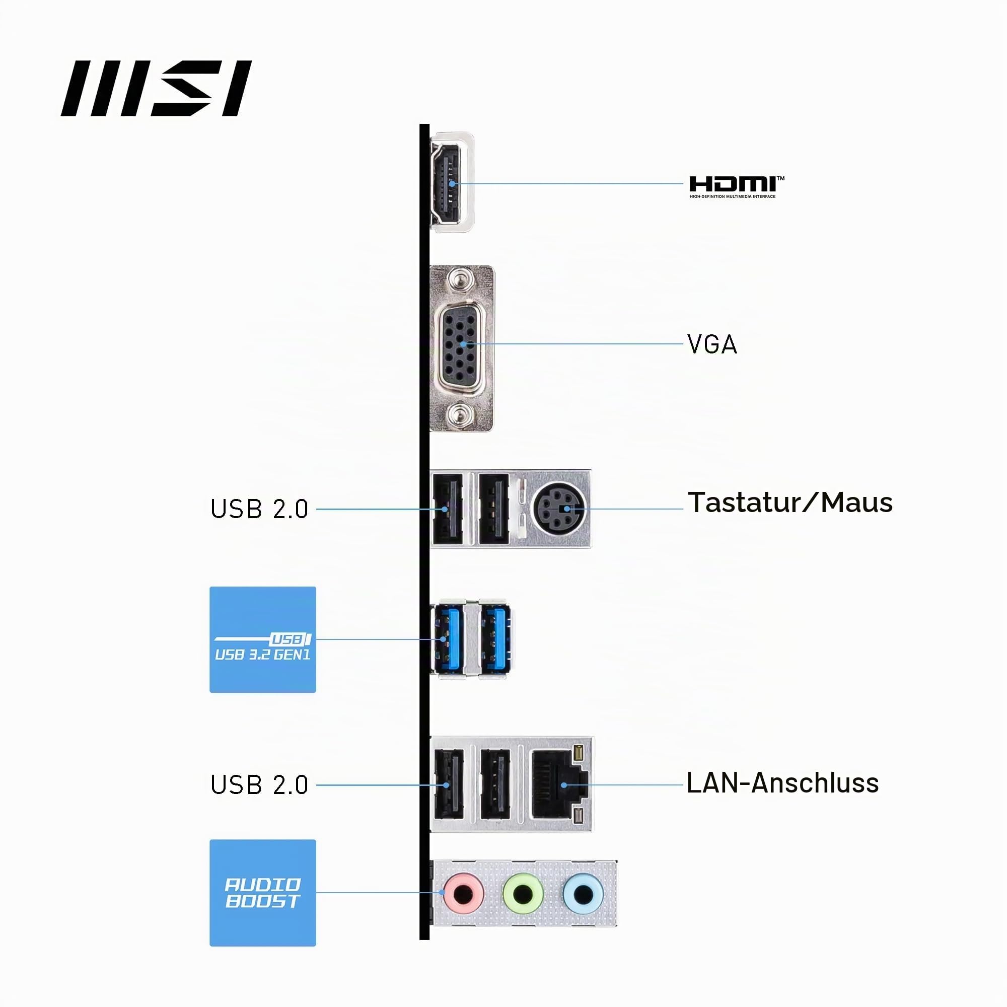 MSI PRO H610M-E Motherboard, Micro-ATX - Unterstützt Intel Core Prozessoren der 12. und 13. Generation, LGA 1700 - DDR5 Memory Boost 5600MHz/MAX, PCIe 4.0 x16 Slot, M.2 Gen3 Slot 6