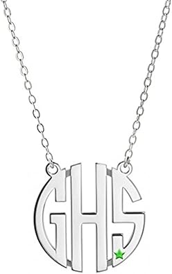 Silver Block Letter Monogram Necklace 