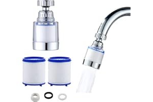 PCTC 360° Rotating Faucet Filter Bathroom Faucet Filter Remove Heavy Metals and Hard Water Sink Water Faucet Filter for Kitchen and Bathroom Faucet Filter Purifier with 2 Replaceable Filter Elements