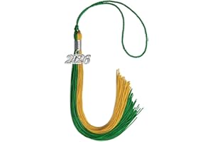 Endea Graduation Double Color Tassel with Silver Date Drop (Green/Bright Gold, 2026)