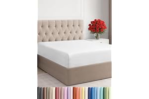 Queen Size Fitted Bed Sheet - Hotel Luxury Single Fitted Sheet Only - Fits Mattress Up to 16 - Extra Soft, Wrinkle Free, Brea