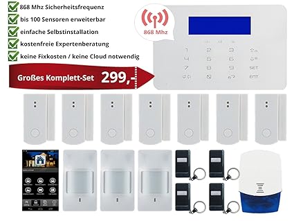 Alarma con radiofrecuencia 868 MHz y sensores HG082 Smart Touch GSM-100