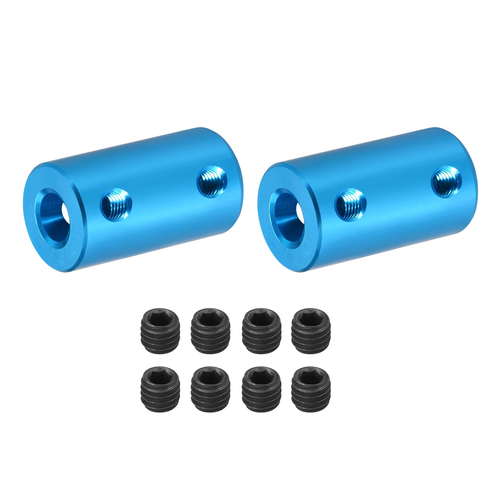DMiotech 2 Pack 6-6mm Bore L25XD14 Rigid Coupling Shaft Coupling Joint Connector w Screws Aluminum Alloy Motor Shaft Connector for 3D Printer Blue