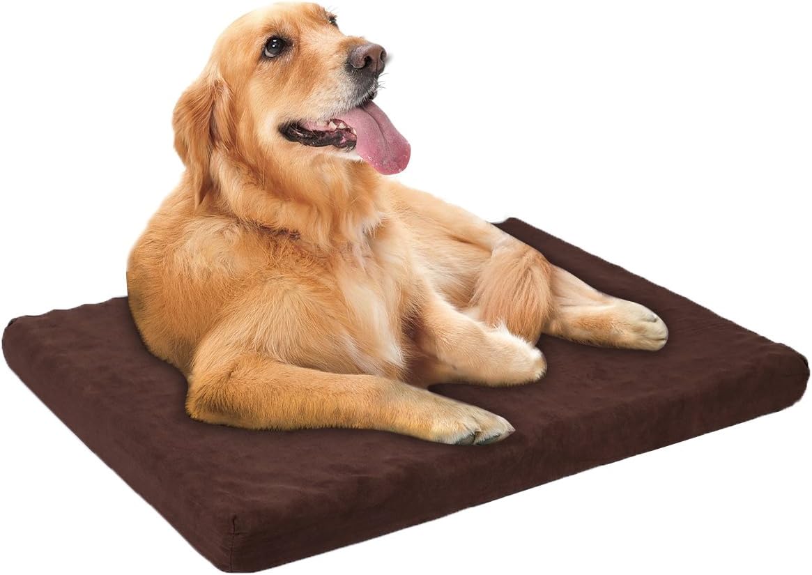 Felicite Home Pet Bed Egg Crate Memory Foam Orthopedic Pet Bed with Water Proof top and Non-Slip Bottom,26x19x3in,Dark Coffee