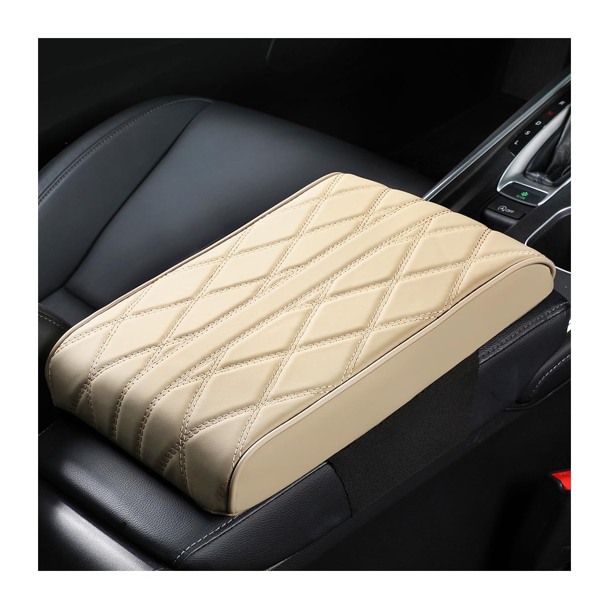 Photo 1 of Mandark Car Center Console Cover, Soft Leather Memory Foam Automotive Armrest Seat Box Cushion Pad, Waterproof Comforable Vehicle Arm Rest Mat Accessories, Universal for RV, SUV, Truck (Beige)