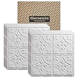 Genesis - Antique White 2x2 Ceiling Tiles 3 mm Thick (Carton of 12) - These 2'x2' Drop Ceiling Tiles are Water Proof and Won't Break - Fast and Easy Installation (2' x 2' Tile)