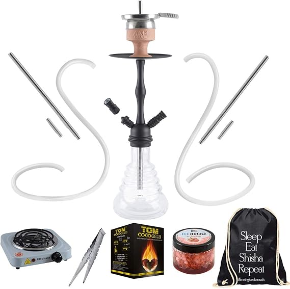 Amy 440 Stillness Ii Klick Shisha Wasserpfeife Amy Deluxe Shisha Set komplett 2 Anschlüsse 2 Schläuche Stillness klick