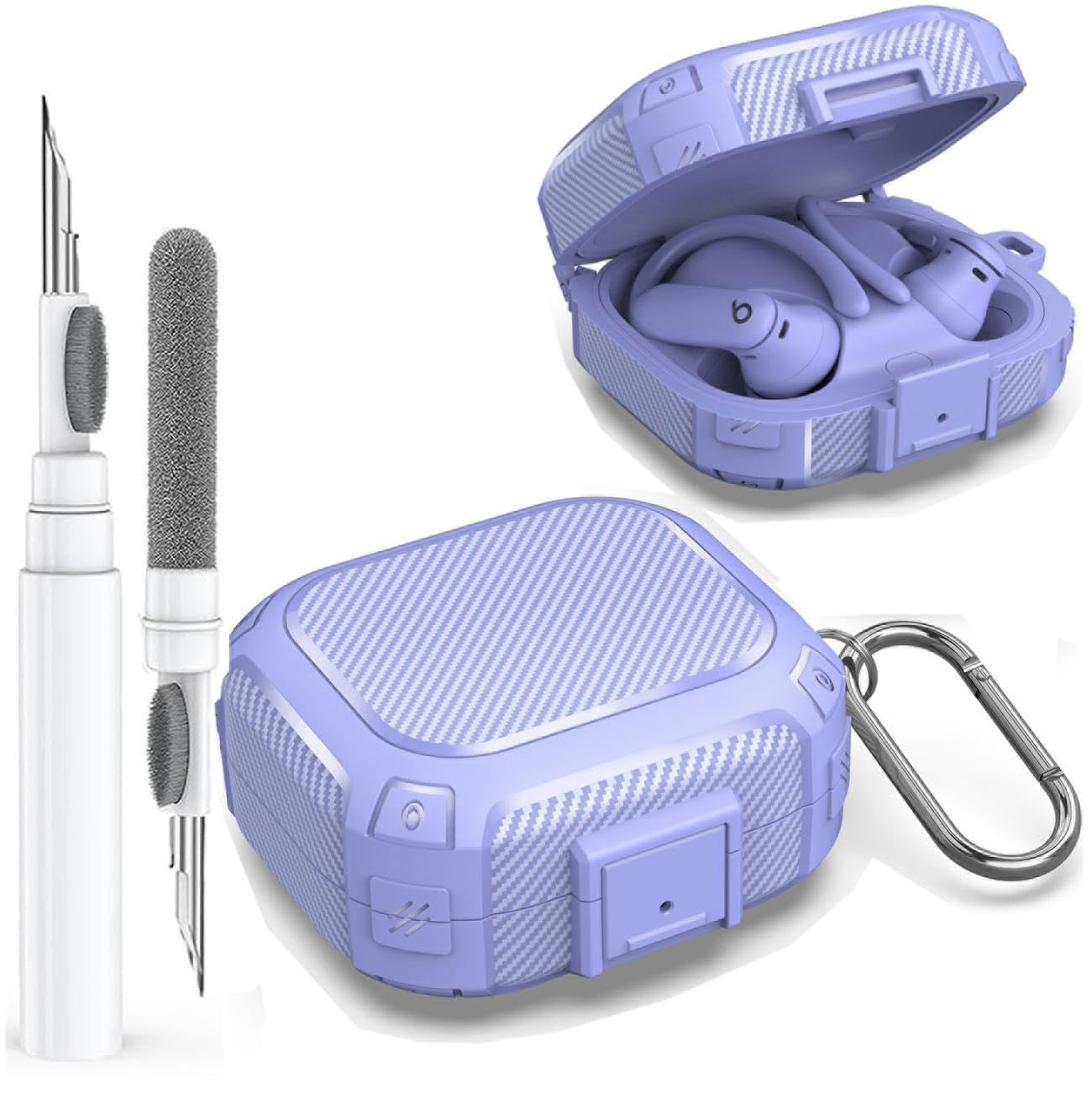 Photo 1 of [Secure Lock] for Beats Powerbeats Pro 2 Case 2025 Men Women, Rugged Shockproof Protective Hard New Powerbeat Pro2 Cover Skin with Carabiner&Cleaner Pen for Beat Power Beat Pro 2 Earbuds, Hyper Purple