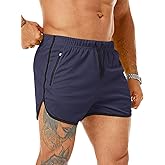 Sazeky Men's Running Shorts 3" Quick Dry Lighweight Gym Workout Shorts with Zipper Pockets Athletic Jogging Shorts