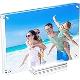 JUOIFIP 1 Pack Acrylic Picture Frame 11×14 Clear Double Sided Magnetic Photo Frame - Frameless Baby Friend Family Picture Desktop Display with Support Stand and Gift Boxes