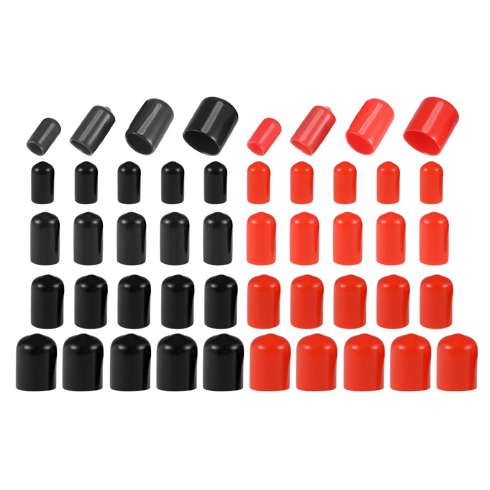DMiotech 40 Pack 9/32" 3/8" 1/2" 13/16" ID Black Red Screw Thread Protectors Rubber End Caps Bolt Covers for Screw Bolt Furniture Pipe