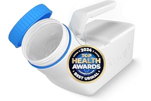 Urinals for Men Glow in the Dark Lid by Tilcare (1 Pack) - 32oz/1000mL Thick Plastic Mens Bedpan Bottle with Screw-on Lid - S