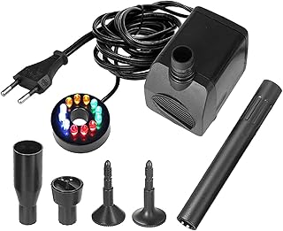 10W Unterwasser Wasserspielpumpe 500L / H mit LED Licht Beleuchtung Stromkabel 180cm, Pumpengröße:7x5.1x6cm Springbrunnenpumpe Tauchpumpe für Gartenteiche Fischteiche Brunnen Aquarien