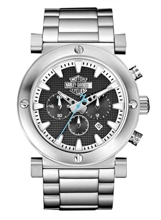 Harley-Davidson Mens Bulova Grey Bar & Shield Chronograph Wrist Watch 76B166