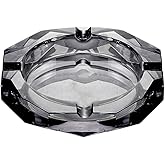 Crystal Glass Ashtray, Octagon Ash tray Cigar Cigarettes Ashtray Holder Office Home Desktop Tabletop Decoration,Crystal Black