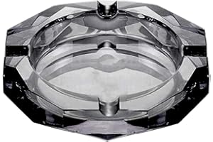 HOSTEESSCHOICE Crystal Glass Ashtray, Octagon Ash tray Cigar Cigarettes Ashtray Holder Office Home Desktop Tabletop Decoration,Crystal Black